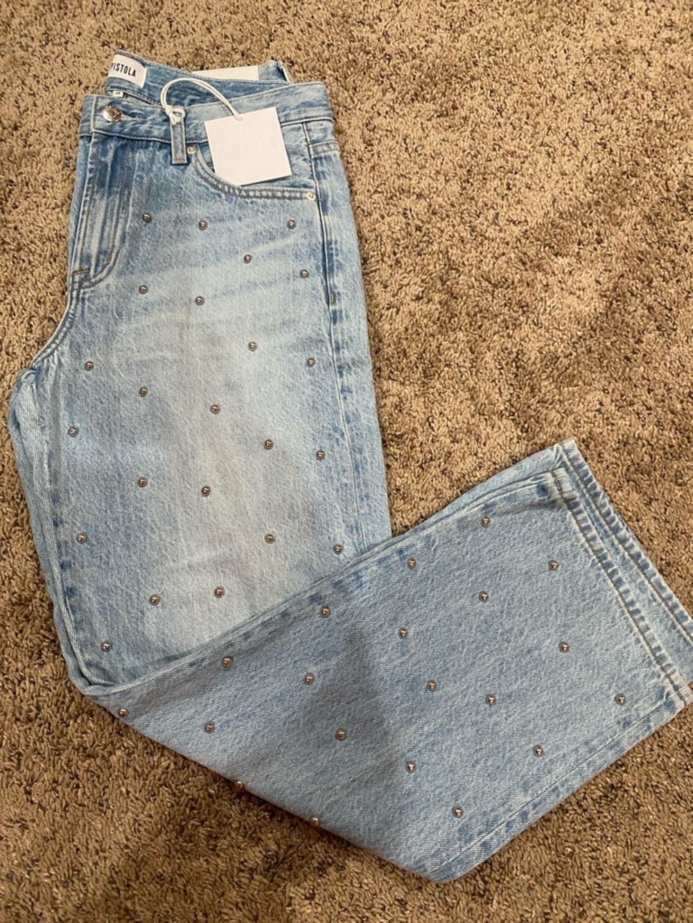 pistola Light Blue Studded Denim Jeans